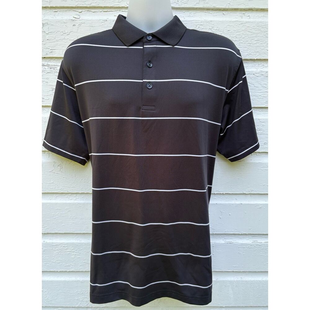 Callaway Golf Opti-Dri Polo Shirt Mens Large Black Stripe Athletic Performance
